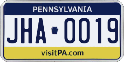 PA license plate JHA0019