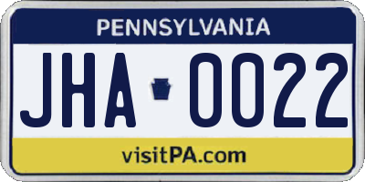 PA license plate JHA0022
