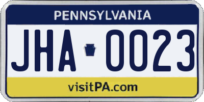 PA license plate JHA0023