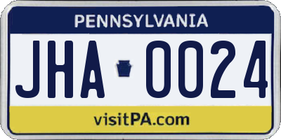 PA license plate JHA0024
