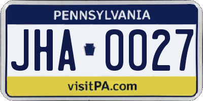 PA license plate JHA0027