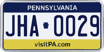 PA license plate JHA0029