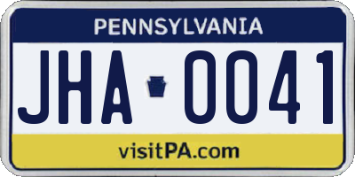 PA license plate JHA0041