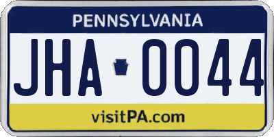 PA license plate JHA0044
