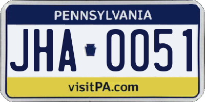 PA license plate JHA0051