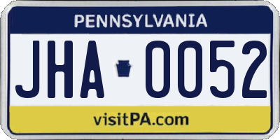 PA license plate JHA0052