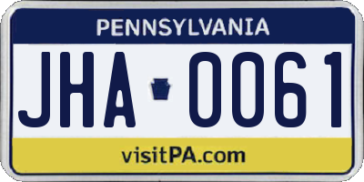 PA license plate JHA0061
