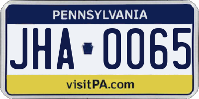 PA license plate JHA0065