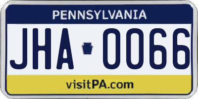 PA license plate JHA0066