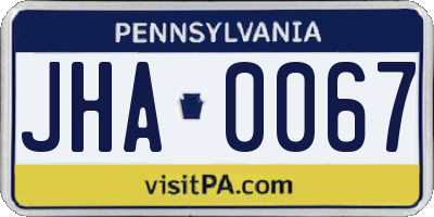 PA license plate JHA0067