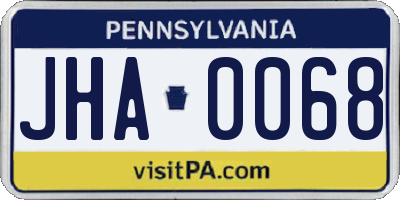 PA license plate JHA0068
