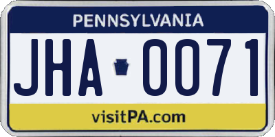 PA license plate JHA0071