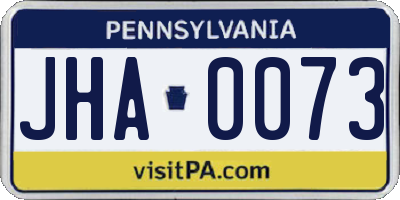 PA license plate JHA0073