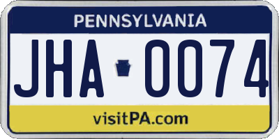 PA license plate JHA0074