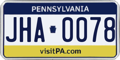 PA license plate JHA0078