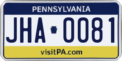 PA license plate JHA0081