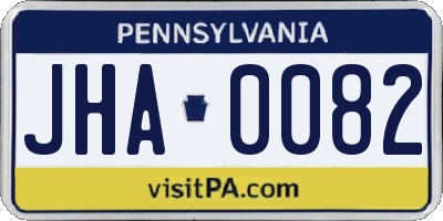 PA license plate JHA0082