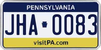 PA license plate JHA0083