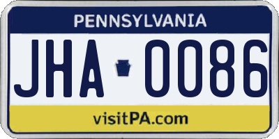 PA license plate JHA0086
