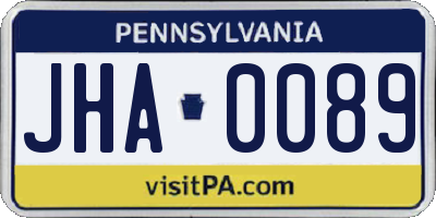 PA license plate JHA0089