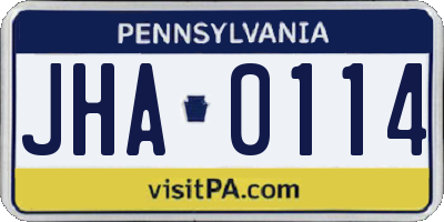 PA license plate JHA0114