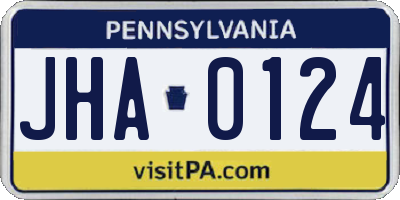 PA license plate JHA0124