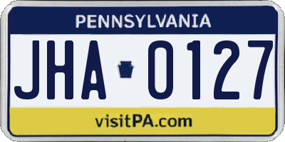 PA license plate JHA0127