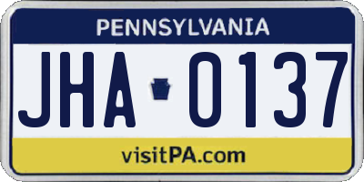 PA license plate JHA0137