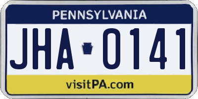 PA license plate JHA0141