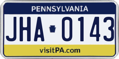 PA license plate JHA0143