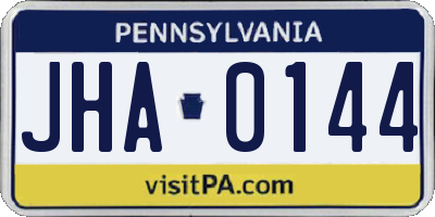 PA license plate JHA0144