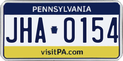 PA license plate JHA0154