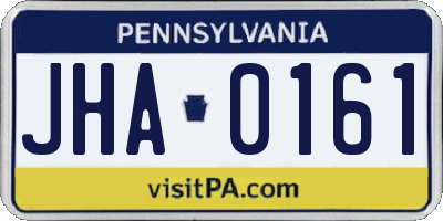 PA license plate JHA0161