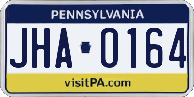 PA license plate JHA0164