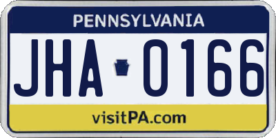 PA license plate JHA0166