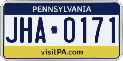 PA license plate JHA0171