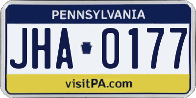 PA license plate JHA0177