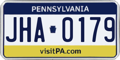 PA license plate JHA0179