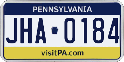 PA license plate JHA0184