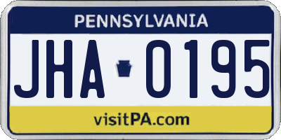 PA license plate JHA0195