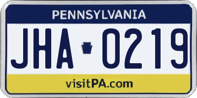 PA license plate JHA0219