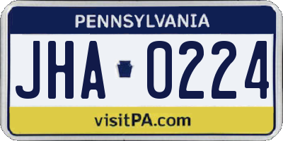 PA license plate JHA0224