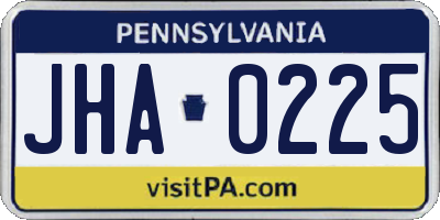 PA license plate JHA0225