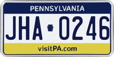 PA license plate JHA0246