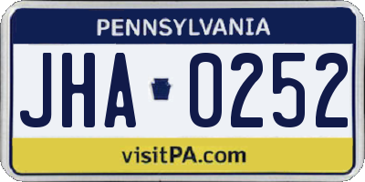 PA license plate JHA0252