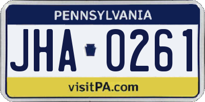 PA license plate JHA0261