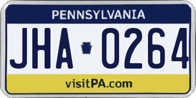 PA license plate JHA0264