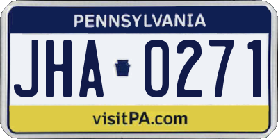 PA license plate JHA0271