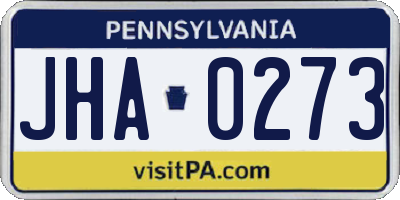 PA license plate JHA0273