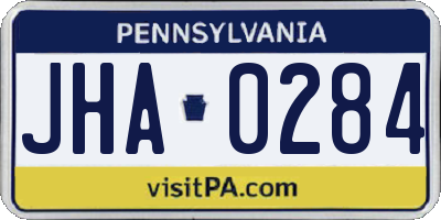 PA license plate JHA0284